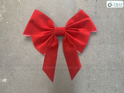 [Order 3 - 4 ngày] Nơ đỏ Bitis phun nhung 4 cánh - 2 lớp [Đứng form - Nhiều cỡ] PK-NO-09